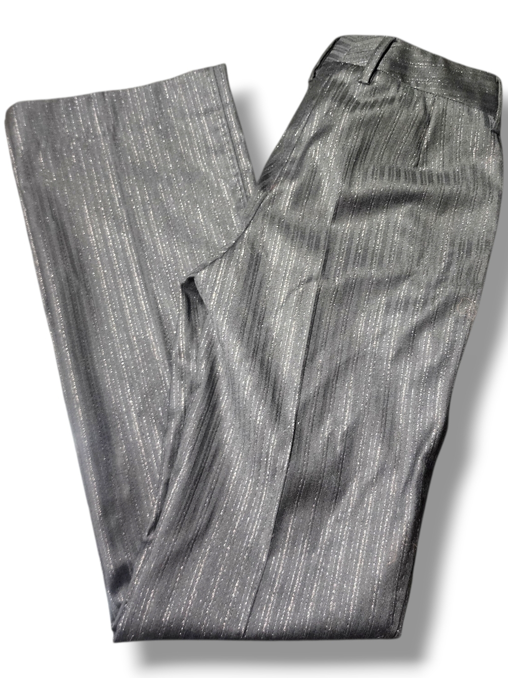 Dolce & Gabbana Dress Pants Metallic Silver Pinstripe Wide Leg Pants Y2K Vintage - Picture 3 of 15